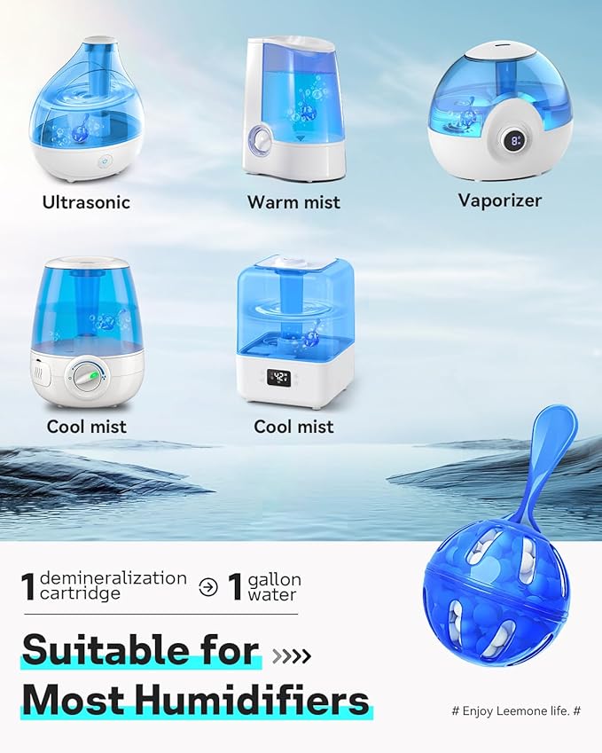 Leemone Humidifier Cleaner 20 Pack, Demineralization Cleaning Ball, Works in All humidifiers and Fish Tanks, Purifies Water, Prevents Hard Water Build-Up, Eliminates White Dust and Odor