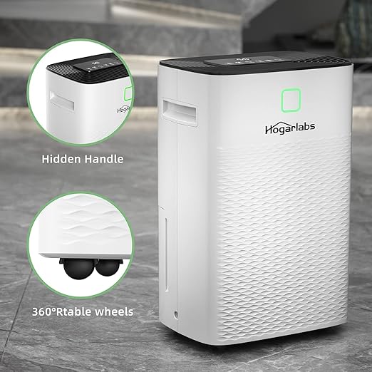 50 Pint Smart Dehumidifiers for Home and Basements, with 3 Working Modes, Overflow Protection, and Auto Shut off Restart. Ultra Silent Dehumidifier with Drain Hose and Digital Control Panel.