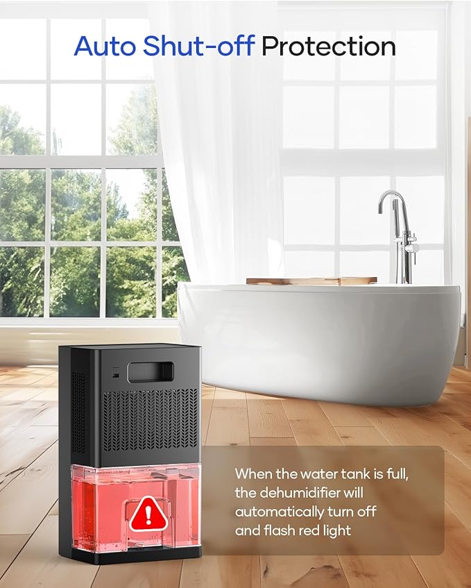 Dehumidifier, 95 OZ Water Tank Dehumidifiers for Home, 1000 sq. ft. Dehumidifier for Basement Bathroom Bedroom with Auto Shut Off, 7 Colors LED Light, Quiet Dehumidifiers with Sleep Mode, Black