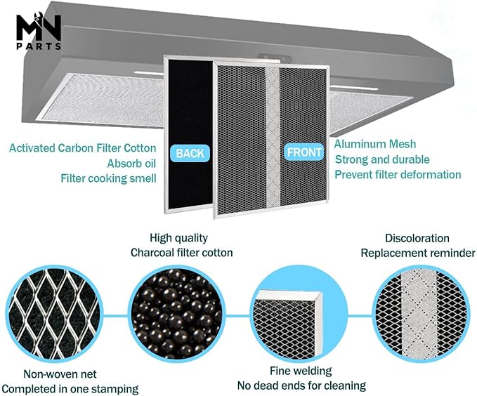 HPF30 Charcoal Filter Compatible with Broan Range Hood Filter S97020466 Range Hood Non-Ducted filter 14.6" X 12.9" Kitchen Grease Filter HPF30 XC Type 2pcs…