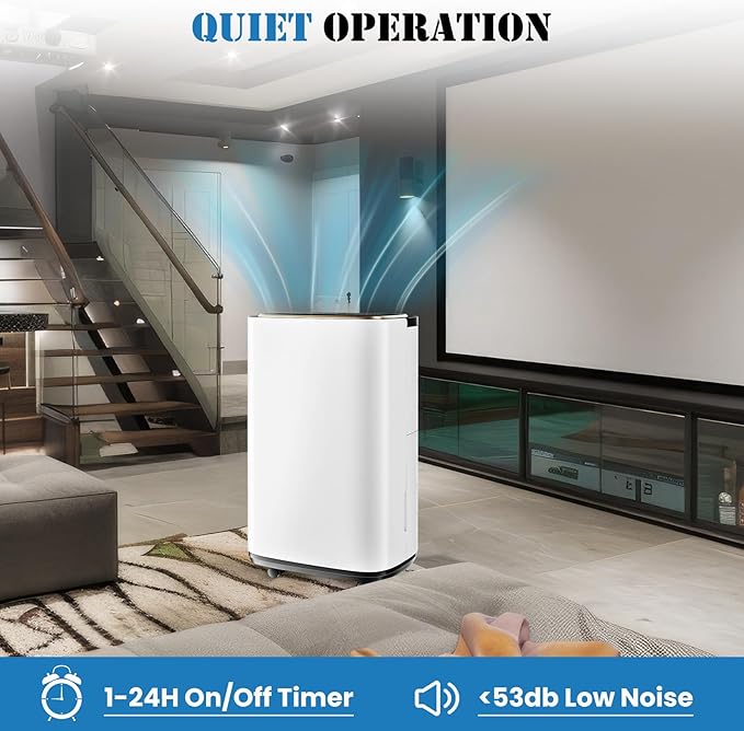 Sweetcrispy 4,500 Sq. Ft. Dehumidifier for Basement, 50 Pints Dehumidifiers for Home with Drain Hose, 1.58 Gallon Water Tank Portable Quiet Moisture Remover, Ideal for Whole House, Bedroom & Bathroom