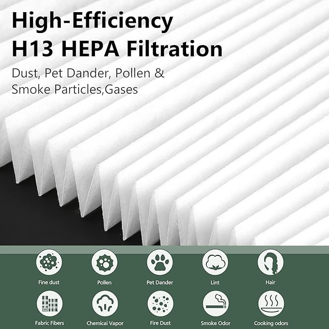 Air400 Replacement Filter for Bissell Air400, 2 H13 True HEPA and 1 Activated Carbon Pack with 8 Pre-Filter, Compared to Part #2521,2520,3365