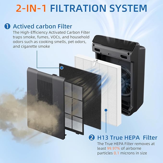 115115 HEPA Replacement Filter A for Winix Plasmawave Air Purifier C535 5300 5300-2 6300 6300-2 P300 AM90 C909 9800,2 x True HEPA Size 21 Filters + 8 x Carbon Pre-Filters
