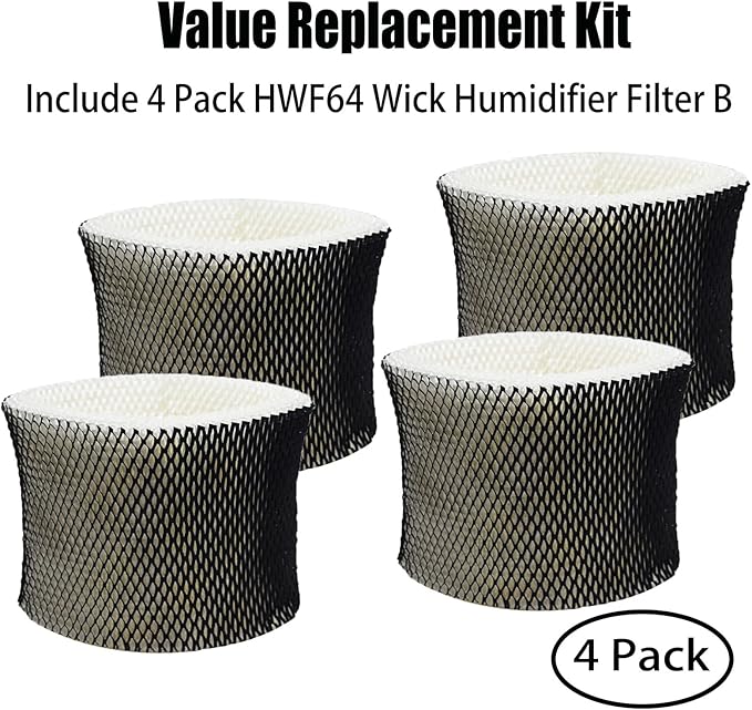 HWF64 Wicking Humidifier Filter B Replcement for Holmes HM1730 HM1745 HM1746 HM1750, for Bionaire Sunbeam SCM1745 SCM1746 Humidifiers Wick Filters, Part # HWF64 BWF64 BWF64CS (4 Pack)