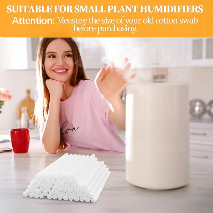 60 Pcs Humidifier Filter Replacement Rods Premium Cotton Filter Refills for Portable USB Mini Cool Mist Humidifiers (60, 4Inches)