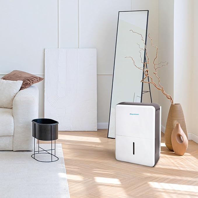 Keystone Energy Star 35-Pint Portable Dehumidifier for Extra Large Rooms Up to 3,000 Sq.Ft. with Auto-Shutoff & Timer, Quiet Home Dehumidifier and Moisture Absorber For Basement, Garage, Living Room