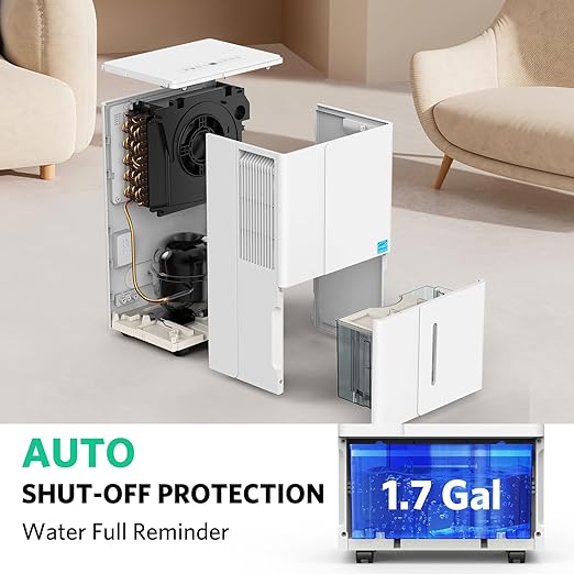 Dehumidifier. 3000 Sq.Ft Dehumidifiers, Max 80 Pints/Day (Standard 35 Pint/Day) Dehumidifier for Basement with 1.7 Gal Water Tank, For Home, Bedroom, Closet with Auto Shut Off, Sleep Mode,24H Timer