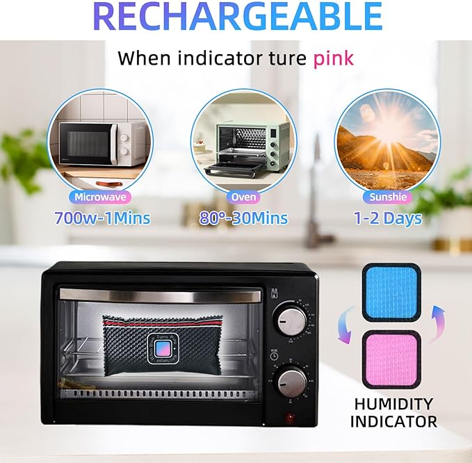 10 Pcs Rechargeable Desiccant Packs for Storage Silica Gel Packets Dry Moisture Absorbers Bags Reusable Desiccant Car Dehumidifiers Bags for Gun Safe Closet Basement Car Tool Box (100g)