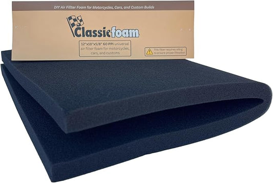 Air Filter Foam Sheet Material - 12"x18"x5/8" - 60 PPI for Motorcycles, Dirt Bikes, Classic Cars, ATV, UTV, SXS, Small Engines