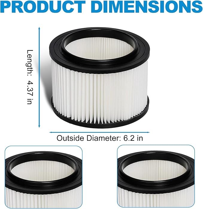 1 Pack 17810 Filter and 2 Pack Foam Filter Replacement for Craftsman Shop Vac Filter 9-17810 for 3 to 4 Gallon General Purpose Vacuums