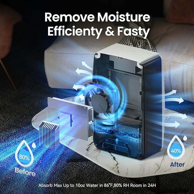 Dehumidifier for Bathroom with Drain Hose, 95 OZ Dehumidifiers for Home Bedroom Basement & RV，Auto Shut-off