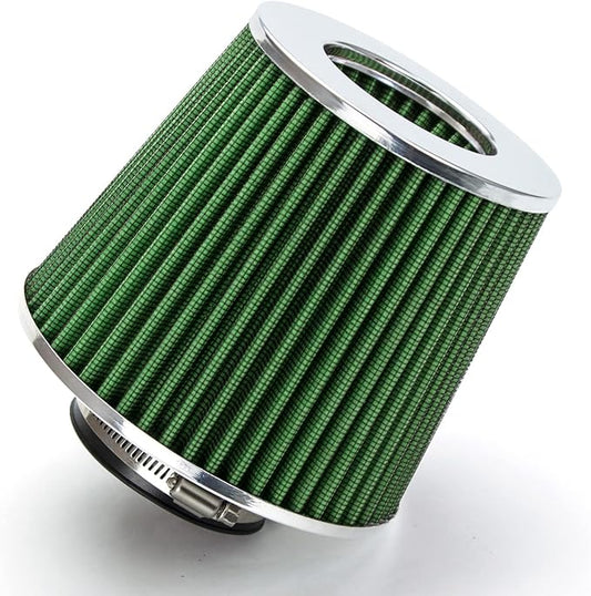 GREEN 2.75" 70 mm Inlet Cold Air Intake Cone Replacement Performance Washable Clamp-On Dry Air Filter