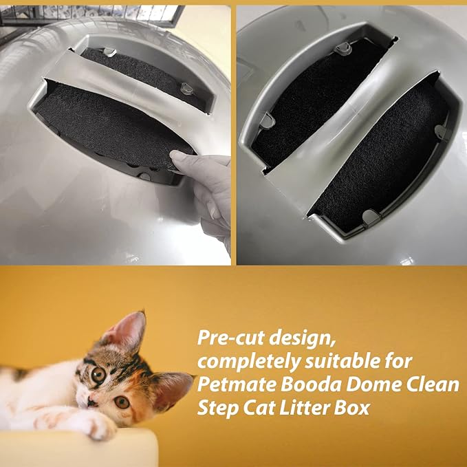 Cat Litter Box Replacement Filters Activated Carbon Charcoal Filters Compatible with Petmate Booda Dome Clean Step Cat Litter Box 4 Pack