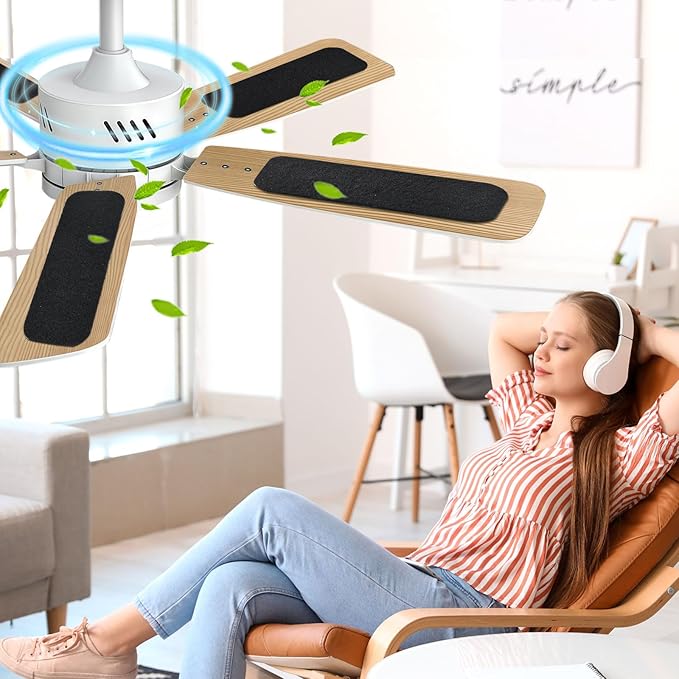 10-Pack Ceiling Fan Filters for Blades – Activated Coconut Shell Carbon Ceiling Fan Blade Filters, Odor, and Pet Dander – Universal Fit Stick-On Fan Filter Pads for Cleaner Indoor Air, Unscented