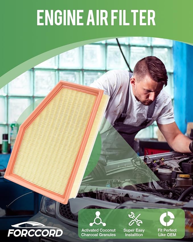Cabin & Engine Air Filter Fit for Silverado 2500HD/3500HD (2020-2026), GMC Sierra 2500HD/3500HD (2020-2026) 6.6L Diesel Engine Only Activated Carbon Cabin Filter Replacement CF11966 84554703