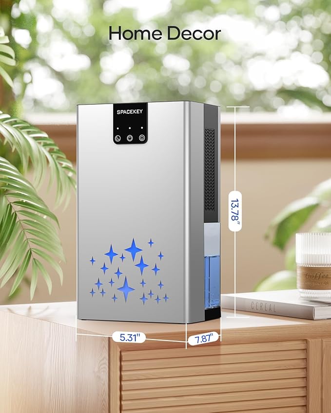 Dehumidifier, 95 OZ Water Tank Dehumidifiers for Home, 1000 sq. ft. Dehumidifier for Basement Bathroom Bedroom with Auto Shut Off, 7 Colors LED Light, Quiet Dehumidifiers with Sleep Mode, Sliver Black