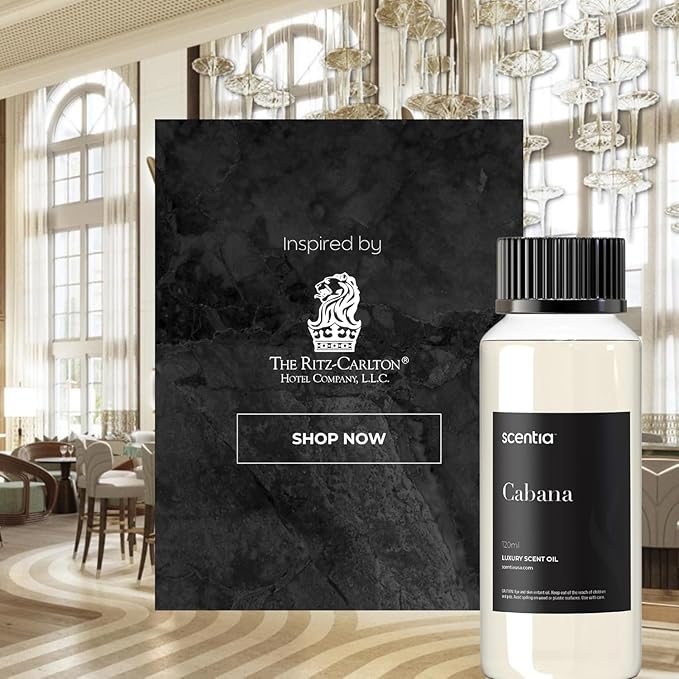 Hotel Diffuser Oil Inspired by 5-Star Hotel Scent - 500 ml 16.9 fl oz - Fragrance Oil Blend Jasmine, Bergamot & Fresh Marine Notes for Aromatherapy Diffusers and Humidifiers - Cabana