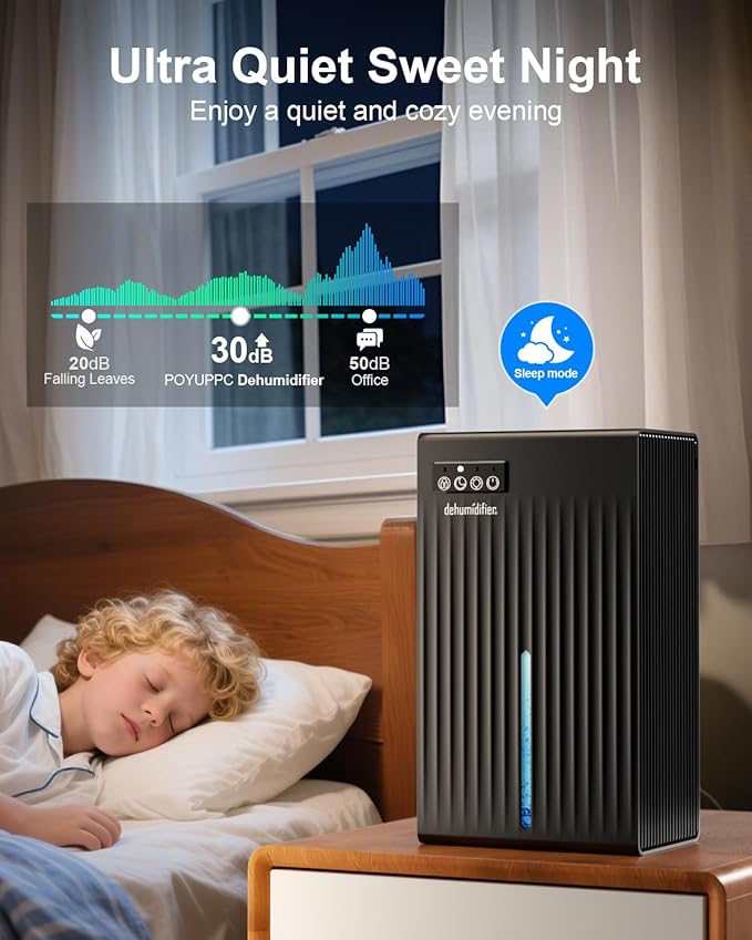 Dehumidifier for Home, 95 OZ Water Tank, (1000 sq.ft) Dehumidifiers for Bathroom Bedroom Basement with Drain Hose, Auto Shut Off Black