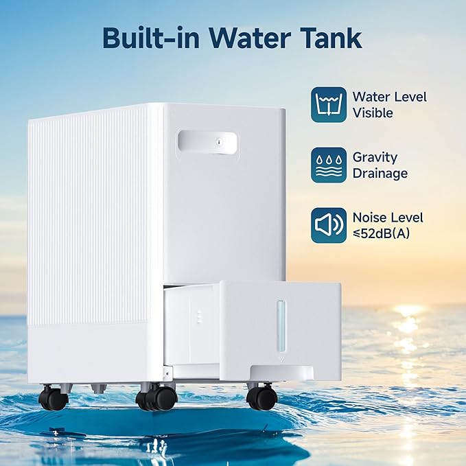 22 Pints Dehumidifier for Basement with Drain Hose,2000 Sq.Ft Dehumidifiers for Home,With 24-Hour Timer Function,Automatic Defrost,Multiple Dehumidification Modes,Suitable for Large Rooms