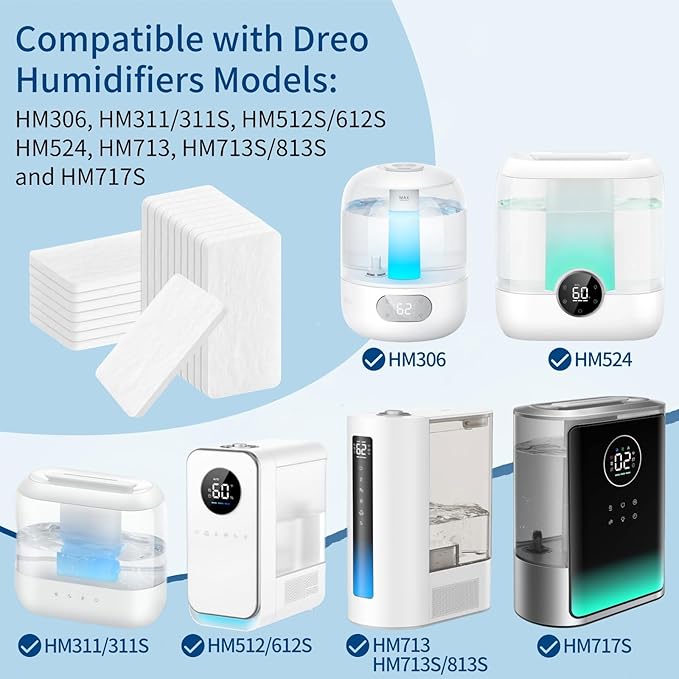 48-Pack Humidifier Aroma Pad Compatible with Dreo HM306, HM311/311S, HM512S/612S, HM524, HM713, HM713S/813S and HM717S Humidifiers,Diffuse Fragrances