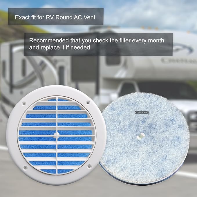 12 Pack RV Air Conditioner Filter - RV 5.25" Round Air Duct AC Filter MERV 8 Replacement for AC Vent (8 pcs without hole + 4 pcs with hole)