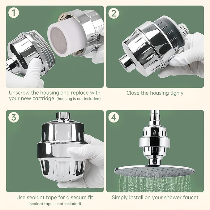 Universal Shower Filter Replacement Cartridge, 4 Pack 20 Stage Shower Head Filter for Hard Water, Microporous Pressurization High output Water Filter Compatible Similar Design, 10000 Gallons 3 Month