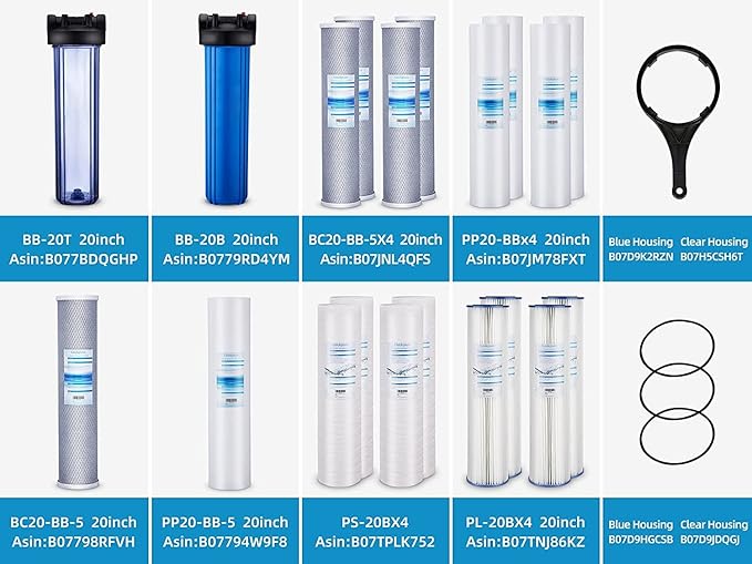 Geekpure 20 Inch Carbon Block Water Filter Reduce Chlorine Taste Odors for Whole House Filtration- 4.5 Inch x 20 Inch -5 Micron