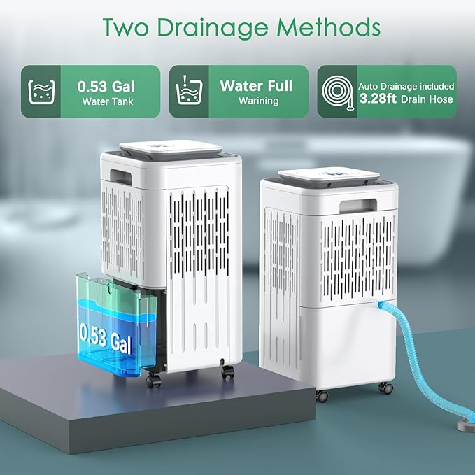 LUKO 2000 Sq. Ft Dehumidifiers for Large Room and Basements, 30 Pints Dehumidifier with Drain Hose, Auto or Manual Drainage, 0.528 Gallon Water Tank, Auto Defrost, Dry Clothes Function, 24H Timer