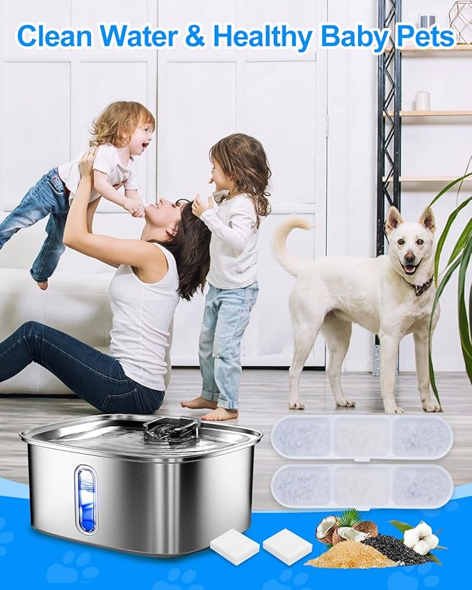 6+6 Pack Pet Water Fountain Filters Compatible with MAILOFY Automatic Dog Water Dispenser WF530 9L/2.4GaL, Dog Bowls Replacement Filter Fit for Stainless Steel Large Dogs Waterer Fountain