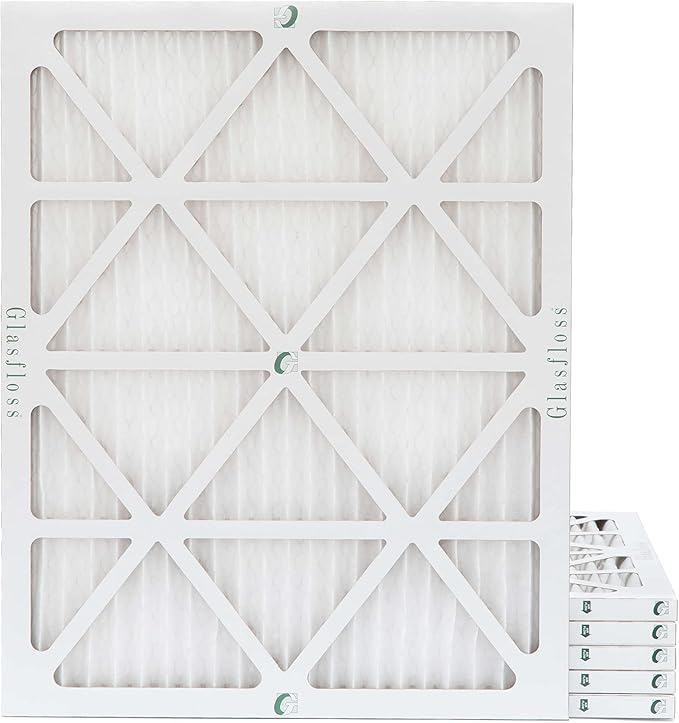 Glasfloss 24x30x1 MERV 10 (FPR 5-6) Pleated Air Filters Box of 6. Actual Size: 23-5/8 x 29-5/8 x 7/8