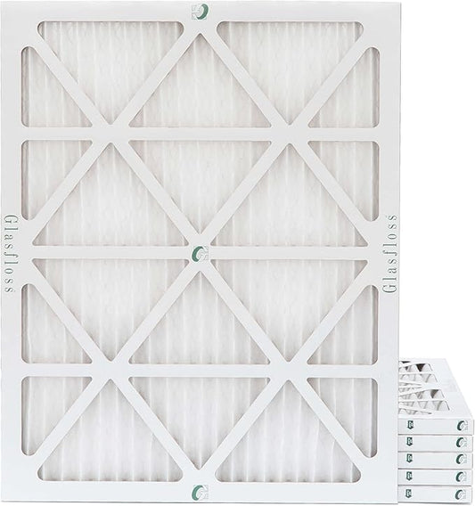 Glasfloss 24x30x1 MERV 10 (FPR 5-6) Pleated Air Filters Box of 6. Actual Size: 23-5/8 x 29-5/8 x 7/8