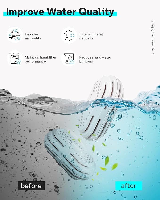 Leemone 4 Pack Humidifier Water Softener Cleaning Demineralization Cartridge Compatible with All LEVOIT Top Fill Humidifiers, Calcium and Magnesium Ion Softening