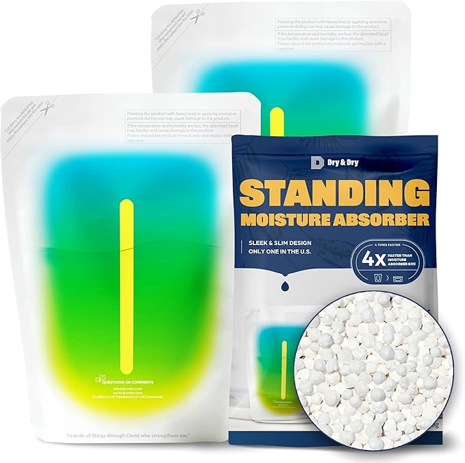 Dry & Dry [2 Packs Standing Moisture Absorbers to Control Excess Moisture for Basement, Closets, Bathrooms, Laundry Rooms - Moisture Absorbers Moisture Absorber
