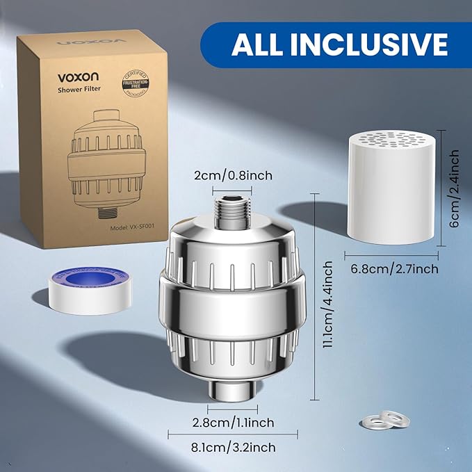 VOXON 36-Stage Shower Filter, 99.99% Removal for Chlorine, Fluoride, Heavy Metals, Shower Head Filter for Hard Water Reduces Dry Itchy Skin Dandruff Eczema Improves Skin Hair
