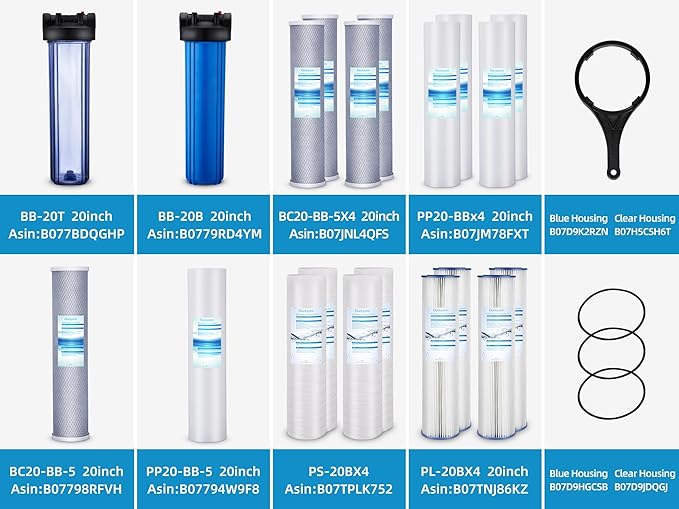 Geekpure 20-Inch Universal Compatible Carbon Block Water Filter Cartridge for Whole House Water Filter- 4.5 Inch x 20 Inch