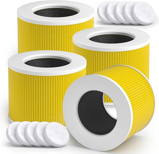 Core Mini Pet Care Replacement Filter Compatible with LEVOIT Core Mini P Air Purifier, 3-in-1 High-Efficiency H13 Activated Carbon Filter, Replace Part #Core Mini-RF, 4 Filter & 14 Fragrance Sponge