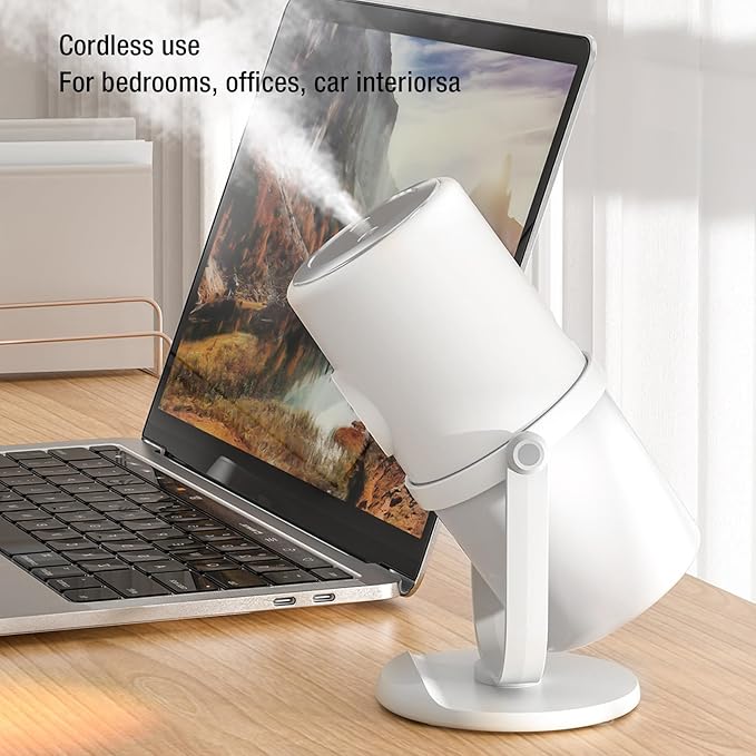 Portable Mini Humidifier, 300ML Cool Mist Humidifiers with Stand, Quiet USB Desktop Humidifier with 2 Mist Mode for Baby Bedroom Travel Office Home, Quiet Mini Humidifiers (White)