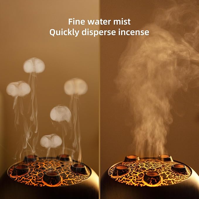 Essential Oil Diffuser 250ML,Jellyfish Diffuser Volcano Diffuser Air Humidifiers Sound Pickup Ultrasonic Aromatherapy Remote Control 7Color Lights for Home Bedroom Office Hotel (Brown Color)