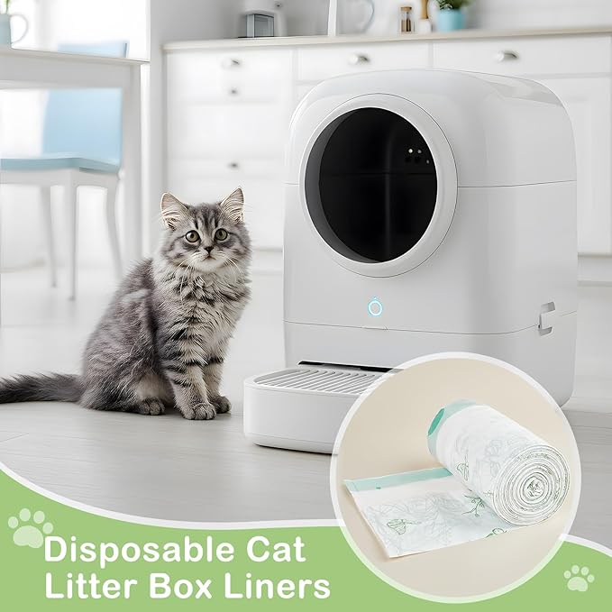 Glittme Cat Litter Box Liners, 120 Count Large Capacity Cat Litter Bags for Automatic Litter Robot 3/4, Thick Cats Kitty Litter Bags with Drawstring