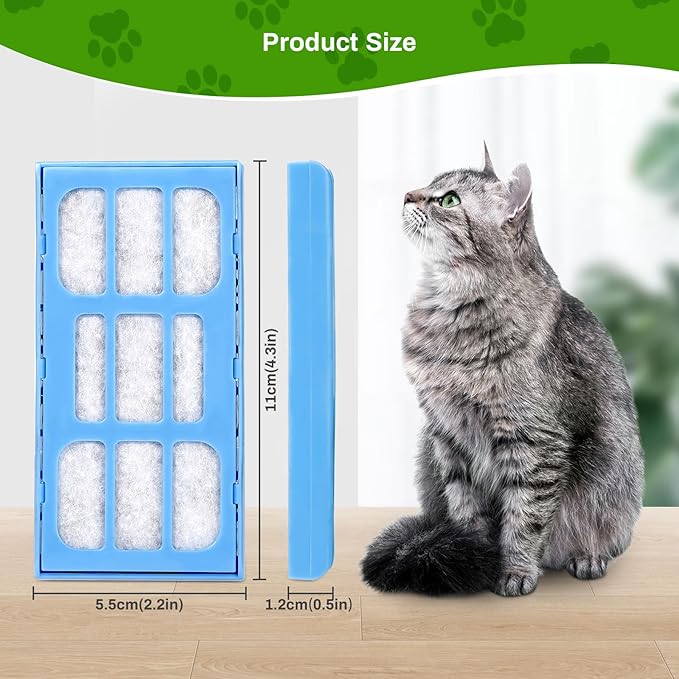 Cat Water Fountain Filter, 12 Pack Replacement Filter for 2L/ 70 fl. oz. Pet Water Fountain, Activated Carbon Filter for Large Fresh Water Drinking Fountain Dispenser Triple Action Filter for Dog/Cat