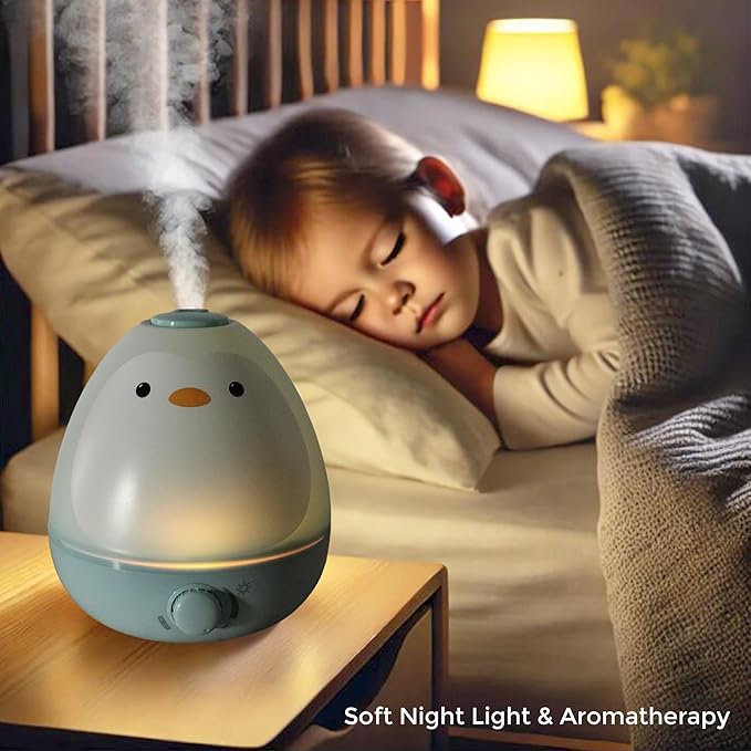 Earnest Living Baby 3-in-1 Cool Mist Humidifier with Essential Oil Diffuser + Nightlight, BPA Free Humidifier for Kids Bedroom, Nursery + Large Rooms, Whisper-Quiet, Auto Shut Off