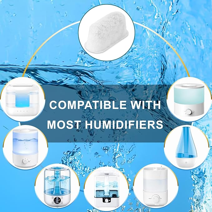 Demineralization Cartridge for Ultrasonic Humidifiers – 12-Pack Humidifier Filter Replacements, Humidifier Cleaner, Humidifier Cleaning Fish& Fish Tanks, Purifies Water, Prevents Hard Water Build Up
