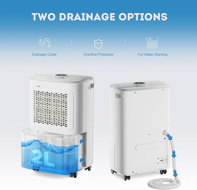 Dehumidifier for Basement, Home Dehumidifiers with Drain Hose for Large Room Bathroom, Auto Drain or Manual Drainage (31 pint)