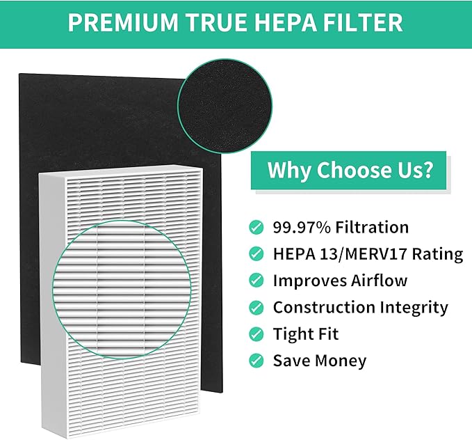 6 Pack HPA300 HEPA Filter Replacement R with 8 Pack Activated Carbon Filter A Compatible with Honeywell Air Purifier HPA300, HPA304, HPA200, HPA3300 and HPA5300 Series