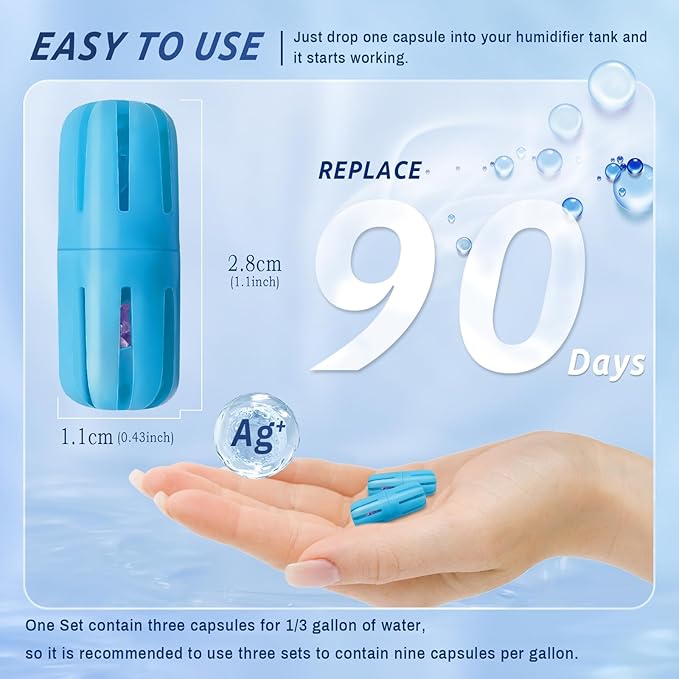 Humidifier Cleaner, 3 Pack Humidifier Cleaning Fish for Universal Humidifiers and Tanks for 90 Days, Humidifier Tank Cleaner Purifies Water & Prevent Hard Water Build-Up, Reduce White Dust and Odors