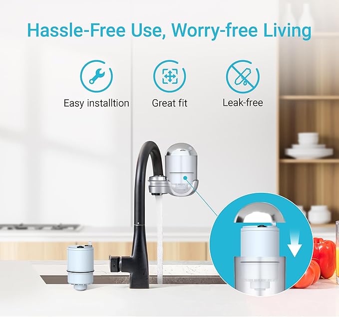 [Alkaline] 6 Pack Faucet Filter Replacement for All PUR®Plus, PUR® Water Filter Replacement, Pur® Filter Replacement RF-9999®, 1800-Gallon Long Lifespan, AQUA CREST