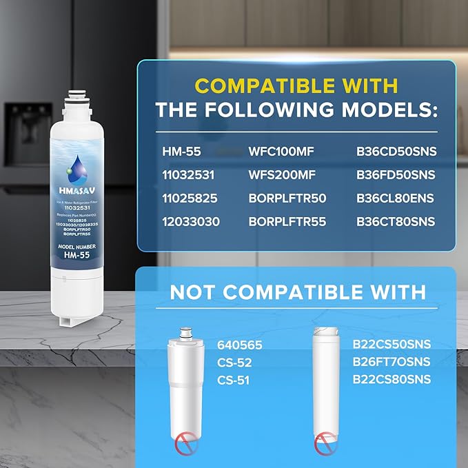 11032531 Filter Replacement - Compatible with Ultra Clarity Pro Water Filter Bosch, Thermador Water Filter Replacement for BORPLFTR50, BORPLFTR55, 12033030, 12028325, 11025825, 2PACK
