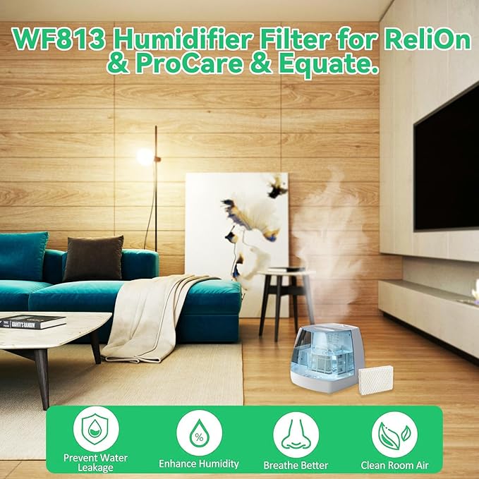 kakofaci 6 Pack WF813 Humidifier Filters Replacement Compatible with Equate EQWF813 PCWF813 Relion RCM832 RCM-832N Protec RWF813 EQ-2119-UL PCCM-832N Cool Mist Humidifiers Wick Filter