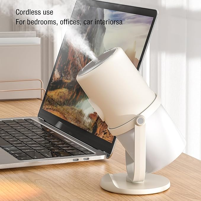 Portable Mini Humidifier, 300ML Cool Mist Humidifiers with Stand, Quiet USB Desktop Humidifier with 2 Mist Mode for Baby Bedroom Travel Office Home, Quiet Mini Humidifiers(Beige)