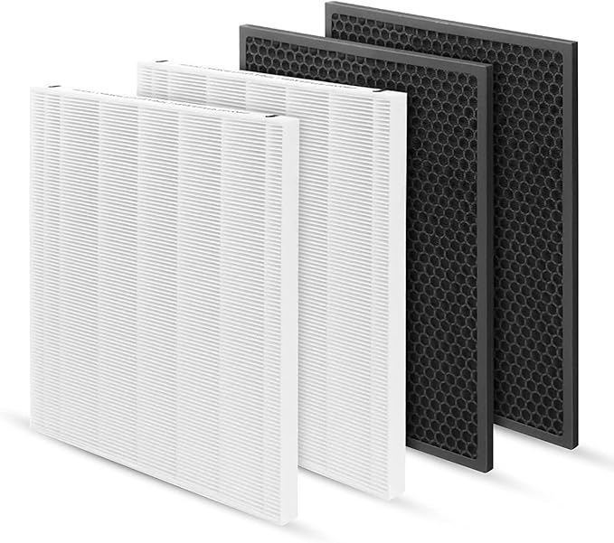 116130 Filter H Replacement Compatible with 5500-2 Air Purifier - Pack of 2 + 2 Activated Carbon Filters